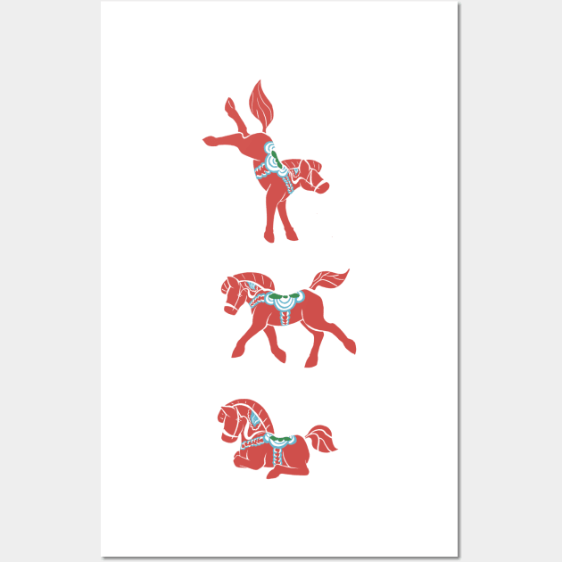 Lovely Little Dala Horses Wall Art by CloudWalkerDesigns